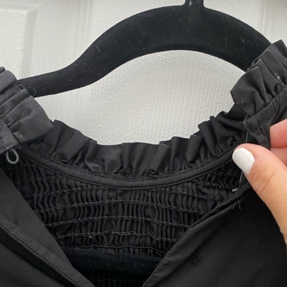 Zara Black Ruffle Smocked Long Sleeve Blouse Top - Picture 9 of 10